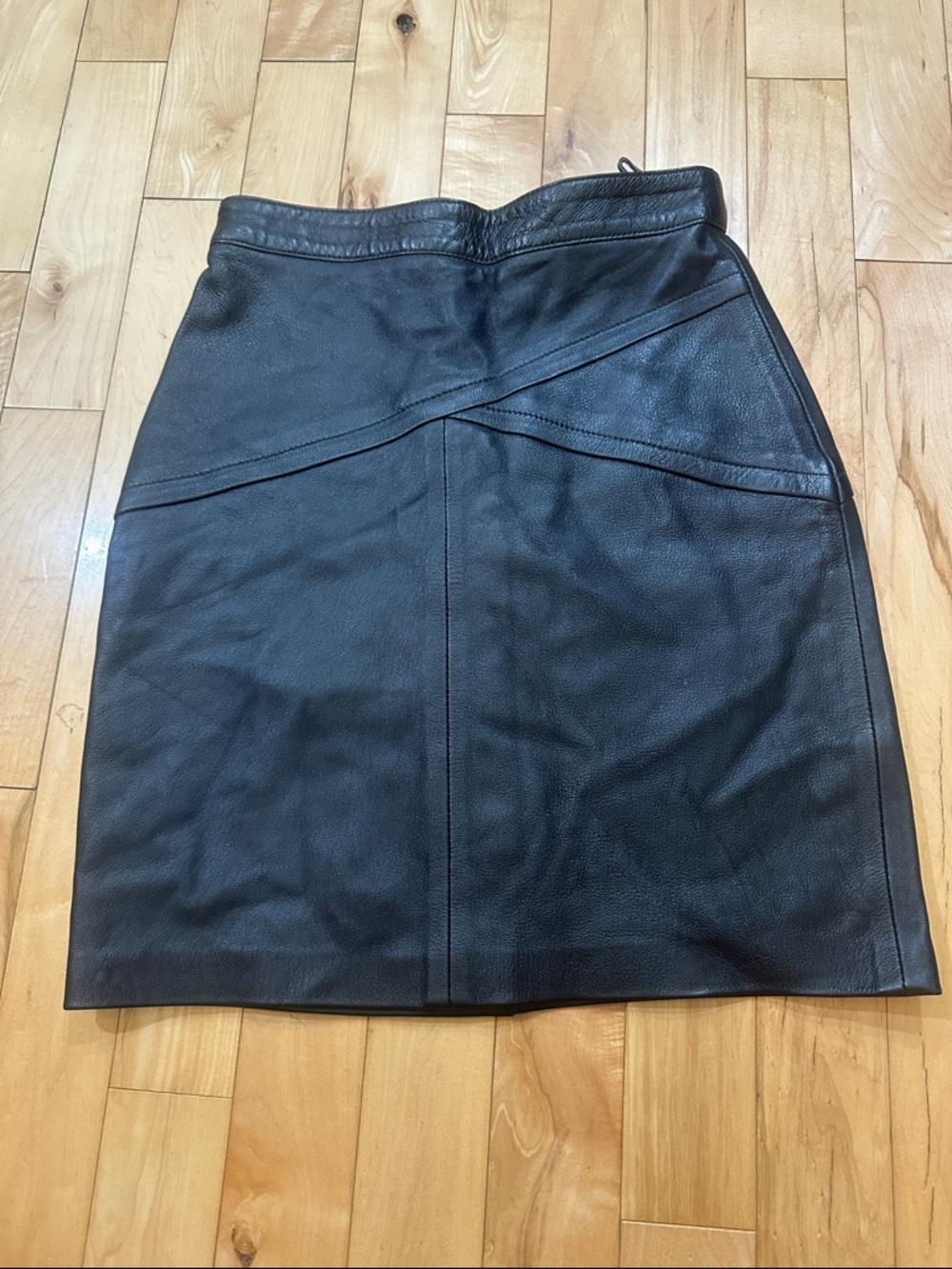 Vintage Piccolo Black Leather Pencil Skirt